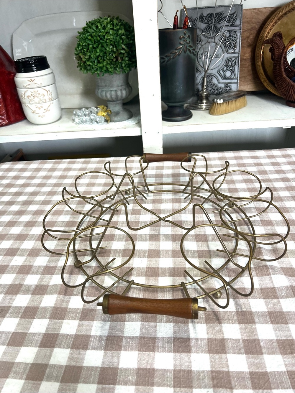 Vintage barware caddy metal wood glasses ice bucket retro mid century